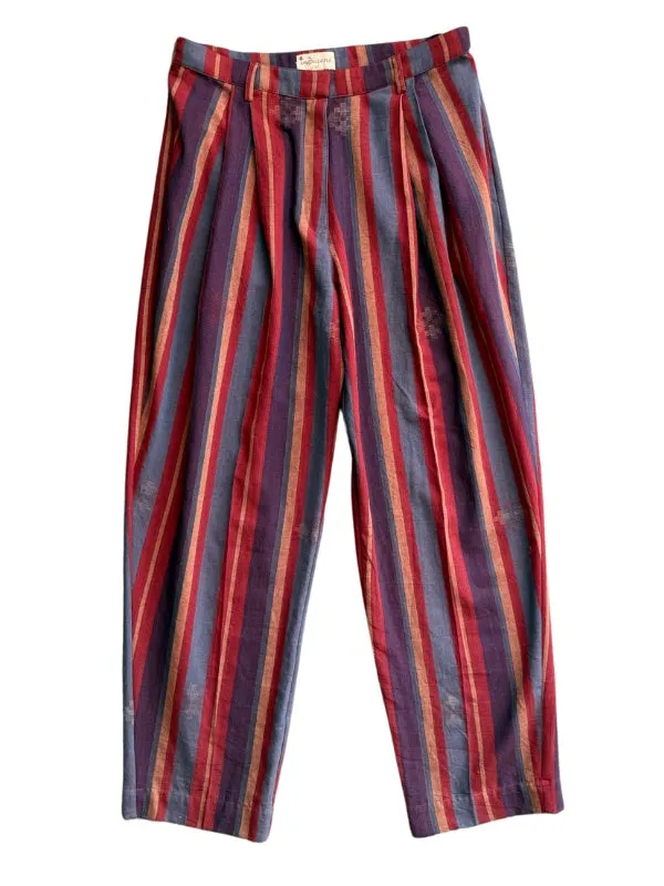 Candela Hand woven stripe jamdani pleated pants