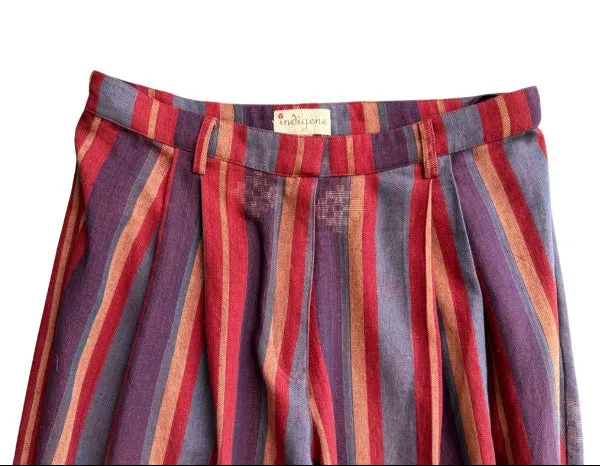Candela Hand woven stripe jamdani pleated pants