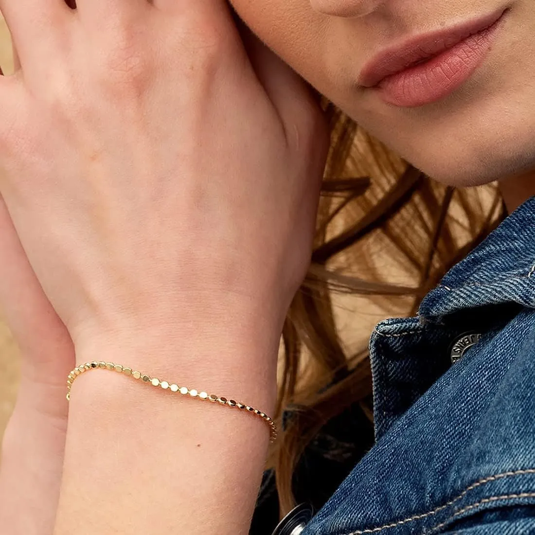 CAROVO Gold Bracelets for Women, 14k Gold Plated Bracelet for Women Bracelets Sets Dainty Herringbone Paperclip Satellite Box Link Chain Anklet Bracelet Jewelry for Gifts.