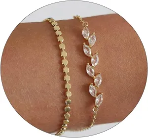 CAROVO Gold Bracelets for Women, 14k Gold Plated Bracelet for Women Bracelets Sets Dainty Herringbone Paperclip Satellite Box Link Chain Anklet Bracelet Jewelry for Gifts.