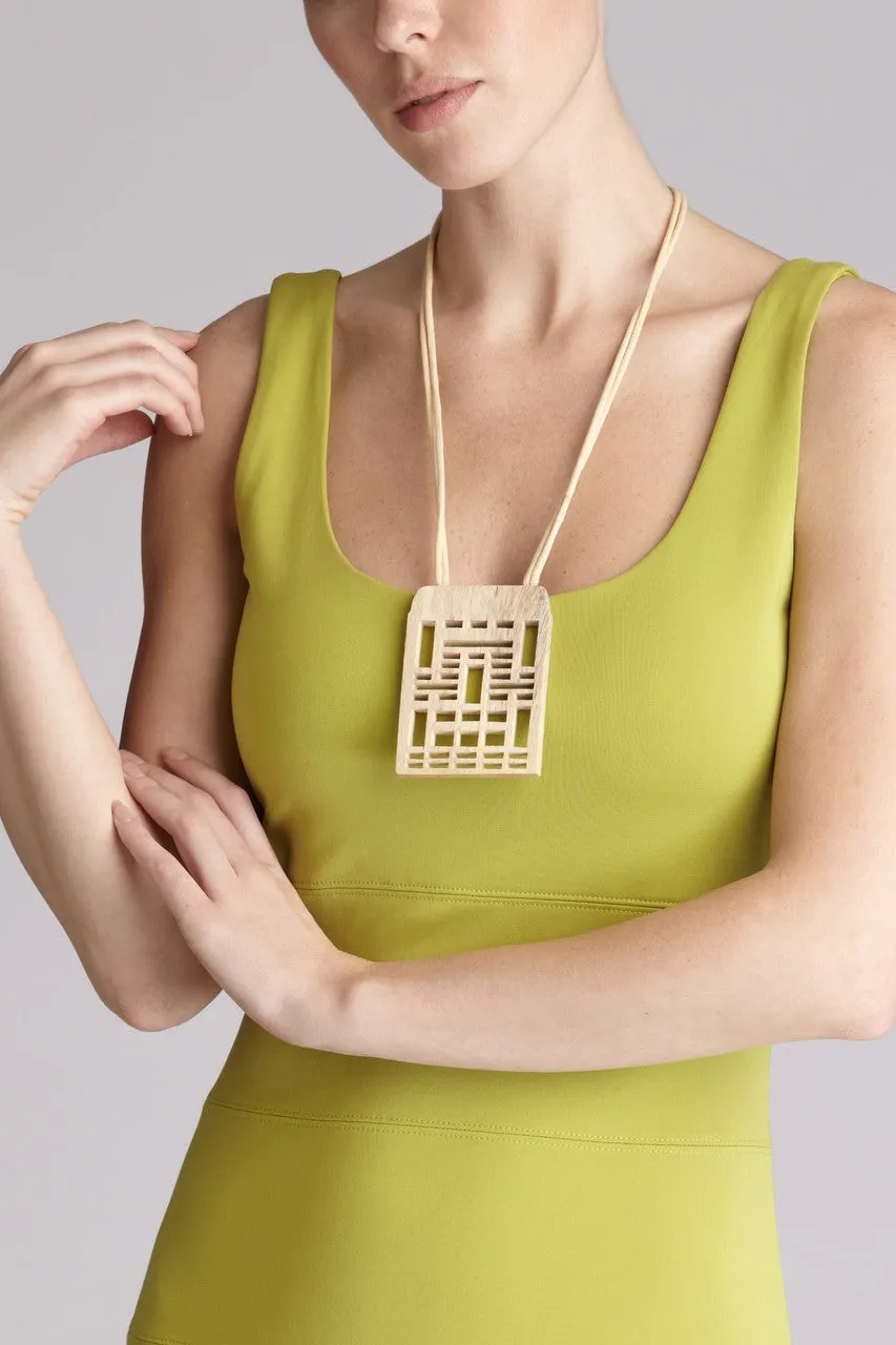 Carved Wood Pendant Necklace