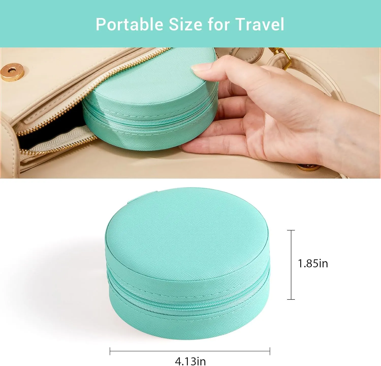 CASEGRACE Travel Jewelry Case, Small Jewelry box for Women, Portable Mini Jewelry Organizer Display Case with Zipper for Rings Earrings Necklace Bracelets Storage,Blue