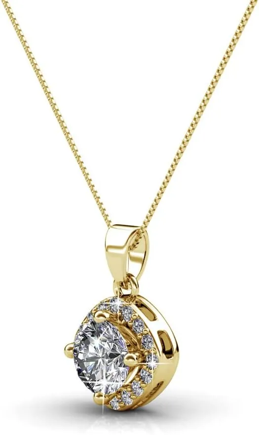 Cate & Chloe Celeste 18k White Gold Necklace with Crystals, Unique Silver Necklace for Women, Special Occasion Jewelry, Crystal Necklace with Crystals for Ladies