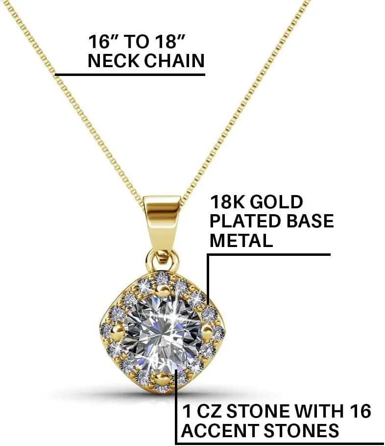 Cate & Chloe Celeste 18k White Gold Necklace with Crystals, Unique Silver Necklace for Women, Special Occasion Jewelry, Crystal Necklace with Crystals for Ladies
