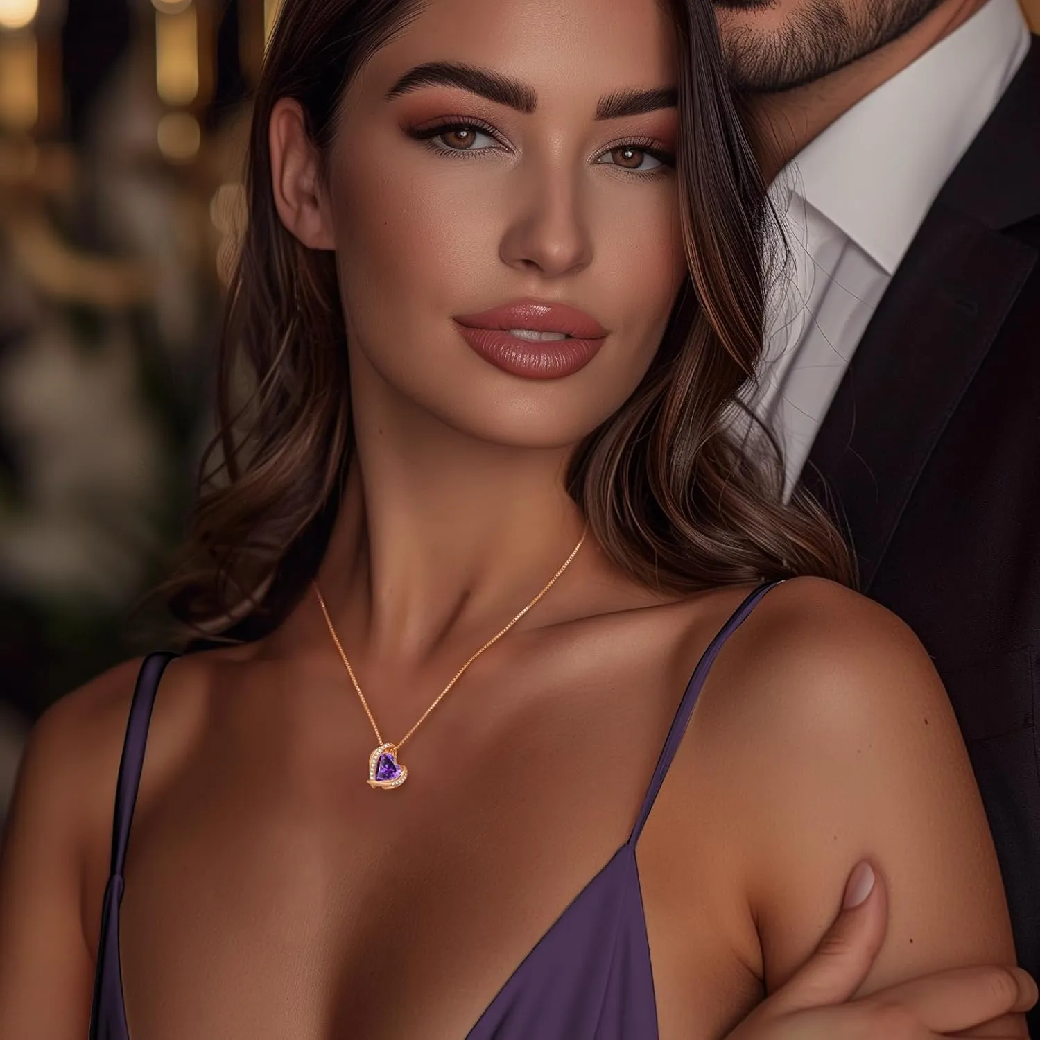 CDE Mothers Day Gifts for MomLove Heart Pendant Necklaces for Women, Silver Tone Rose Gold Tone Birthstone Jewelry Gifts for Wife Her
