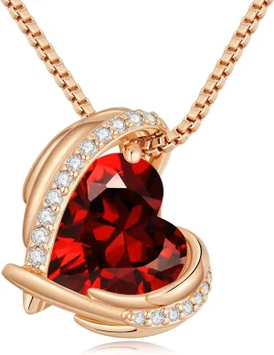 CDE Mothers Day Gifts for MomLove Heart Pendant Necklaces for Women, Silver Tone Rose Gold Tone Birthstone Jewelry Gifts for Wife Her