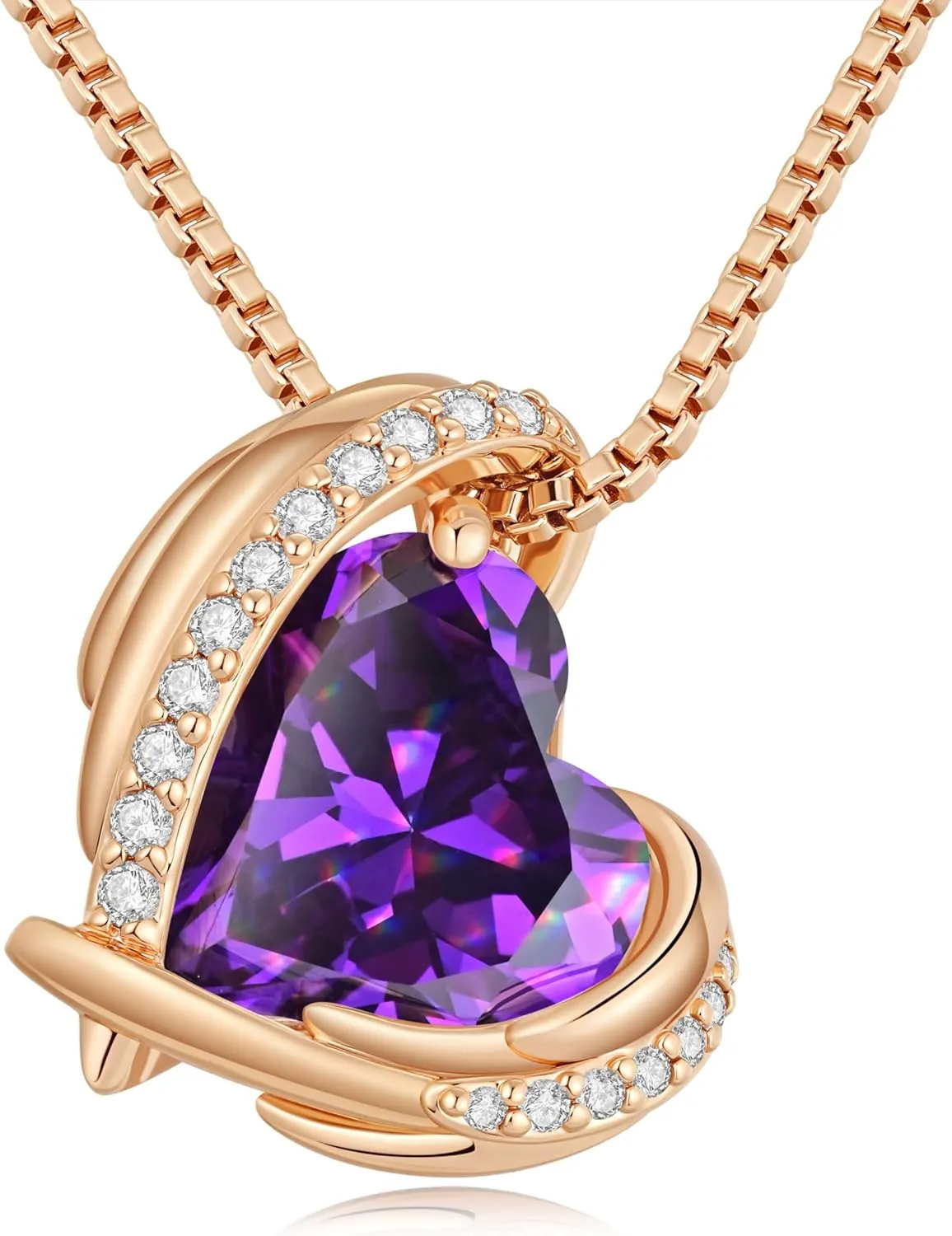 CDE Mothers Day Gifts for MomLove Heart Pendant Necklaces for Women, Silver Tone Rose Gold Tone Birthstone Jewelry Gifts for Wife Her