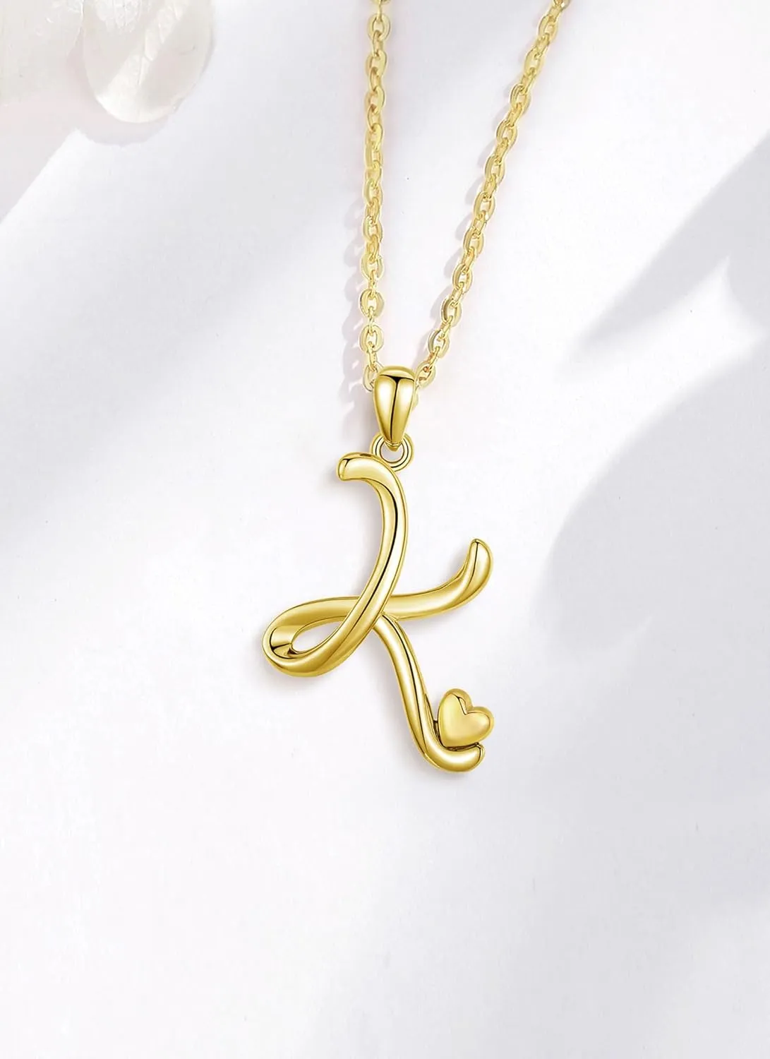 CELESTIA 925 Sterling Silver Initial Necklaces 26 Letter with Rose Gold Heart - 18 Inch Chain