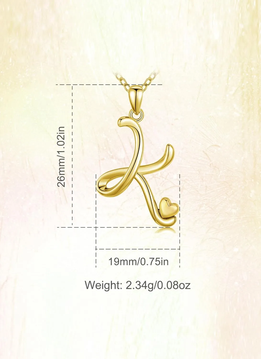 CELESTIA 925 Sterling Silver Initial Necklaces 26 Letter with Rose Gold Heart - 18 Inch Chain