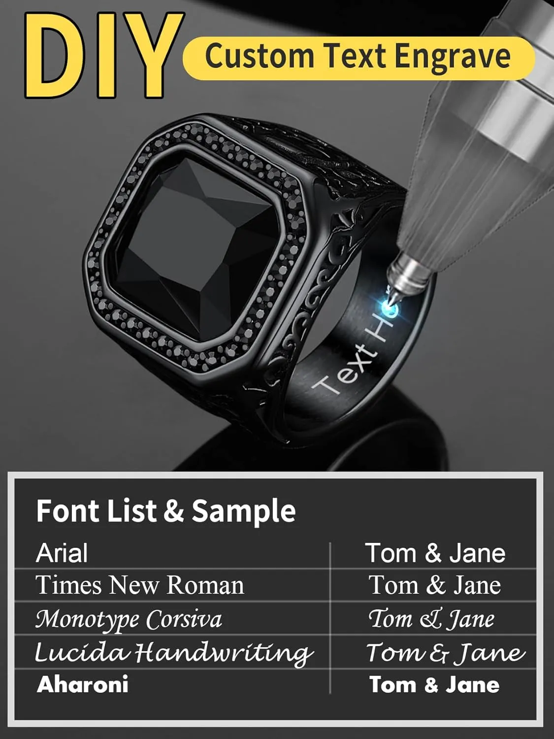 ChainsHouse Mens Black Onyx Rings, Retro X Bone Skull Stainless Steel Signet Rings for Men, Black Onyx Agate Gemstone Rings Jewelry, Offer Custom Service, Size 7-14