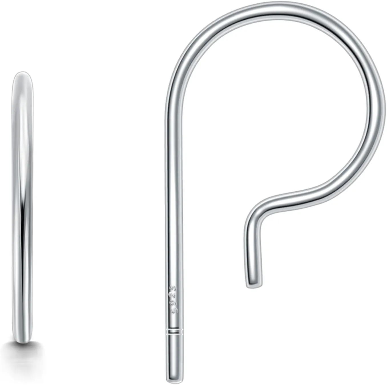 CHIC & ARTSY 925 Sterling Silver Open Hoop Earrings Small Hoop Earrings for Women Half Hoop Cartilage Piercing Adjustable Huggie Earrings