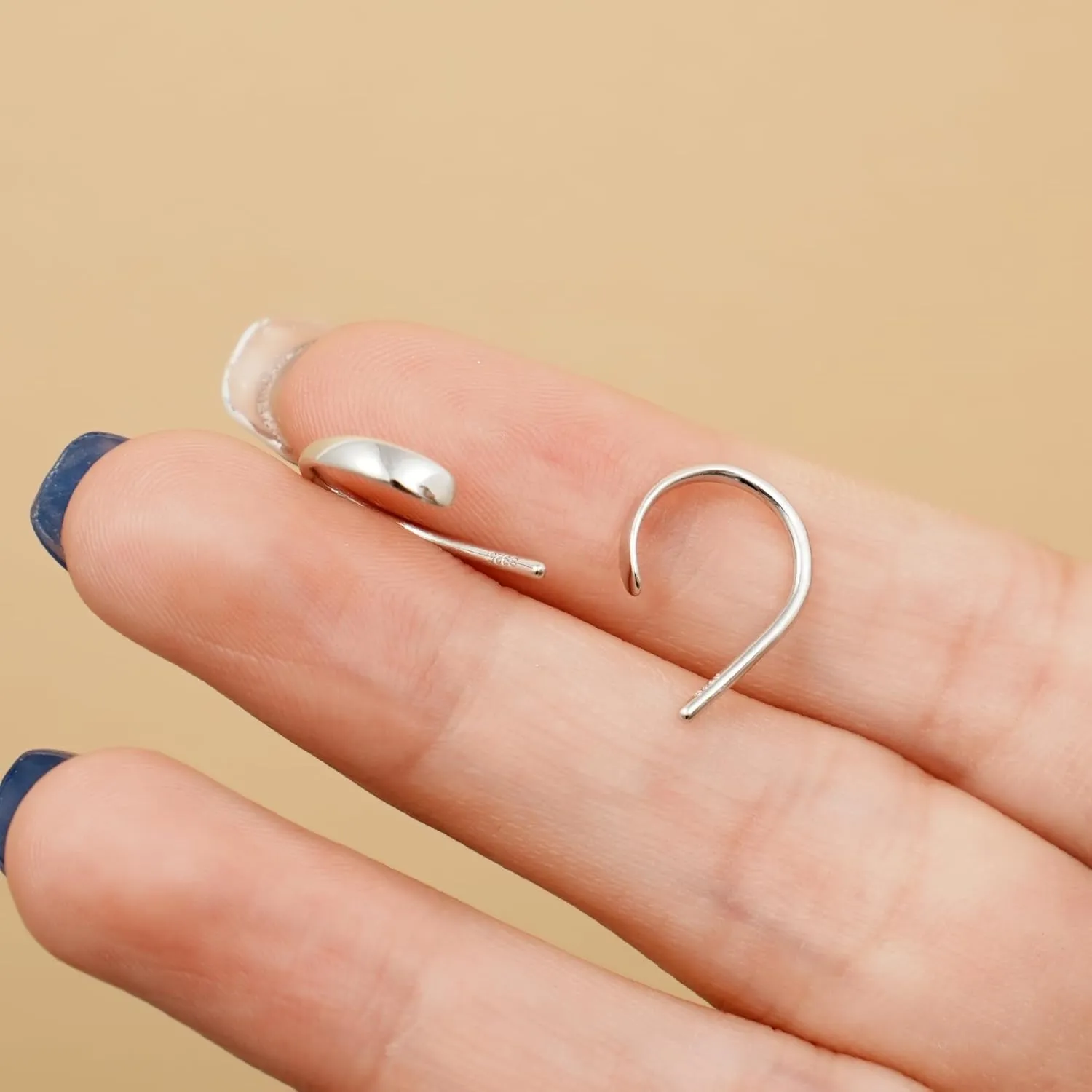 CHIC & ARTSY 925 Sterling Silver Open Hoop Earrings Small Hoop Earrings for Women Half Hoop Cartilage Piercing Adjustable Huggie Earrings