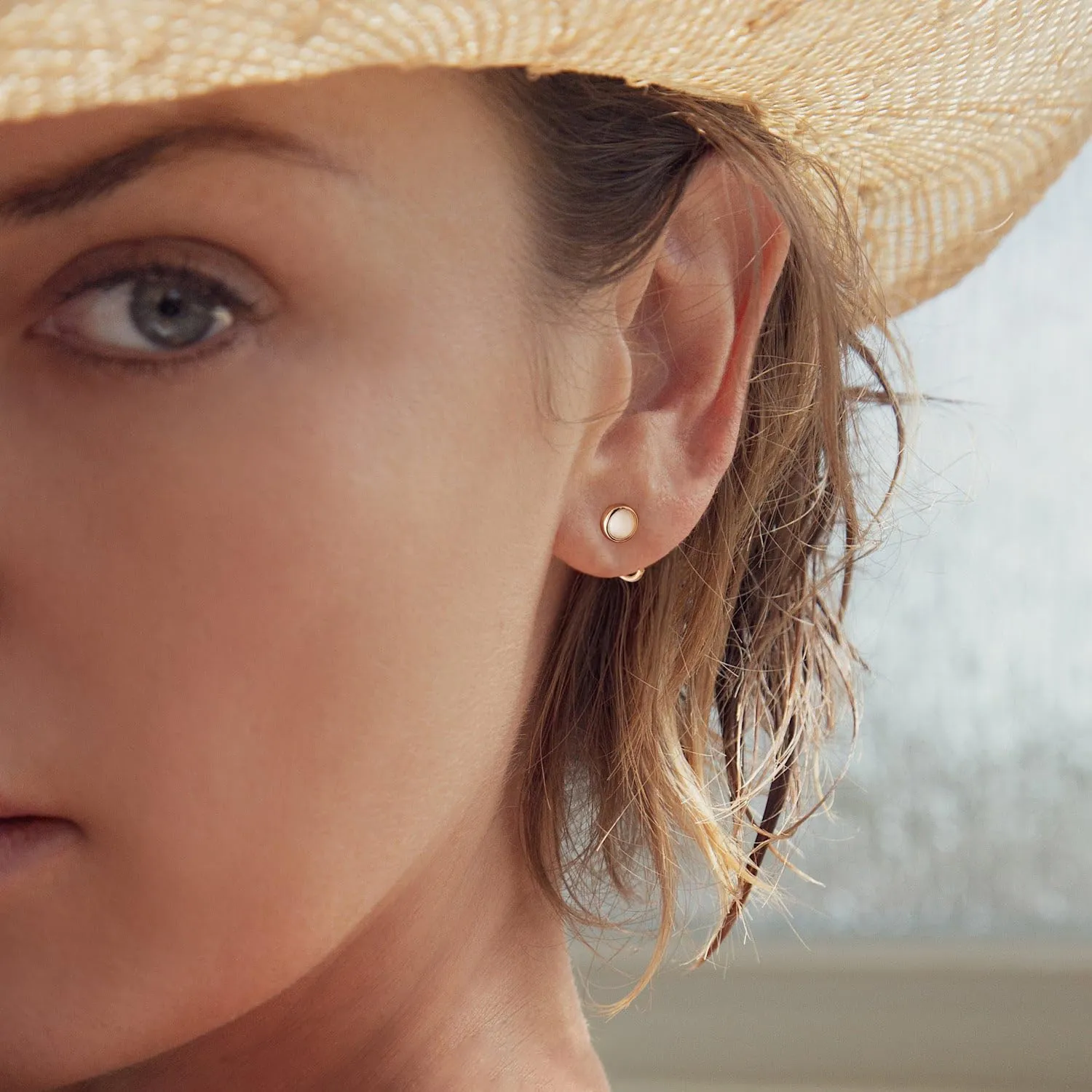 CHIC & ARTSY Dainty Hug Hoop Earrings 925 Sterling Silver Created Gemstone Huggie Hoops Earrings Synthetic Fire Opal/Turquoise/Moonstone/CZ Tiny Hoop Earrings for Women