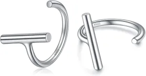CHIC & ARTSY Half Hoops Earrings 925 Sterling Silver Small Huggie Hoop Earrings Ball, Bar, Star, Moon, Heart, Cross, Dot, Triangle Half Hoops Cartilage Piercing Earrings Tiny Hoop Stud Earrings