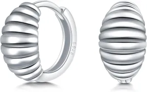 CHIC & ARTSY Huggie Earrings for Women 925 Sterling Silver Small Hoop Earrings Tiny Hypoallergenic Earrings