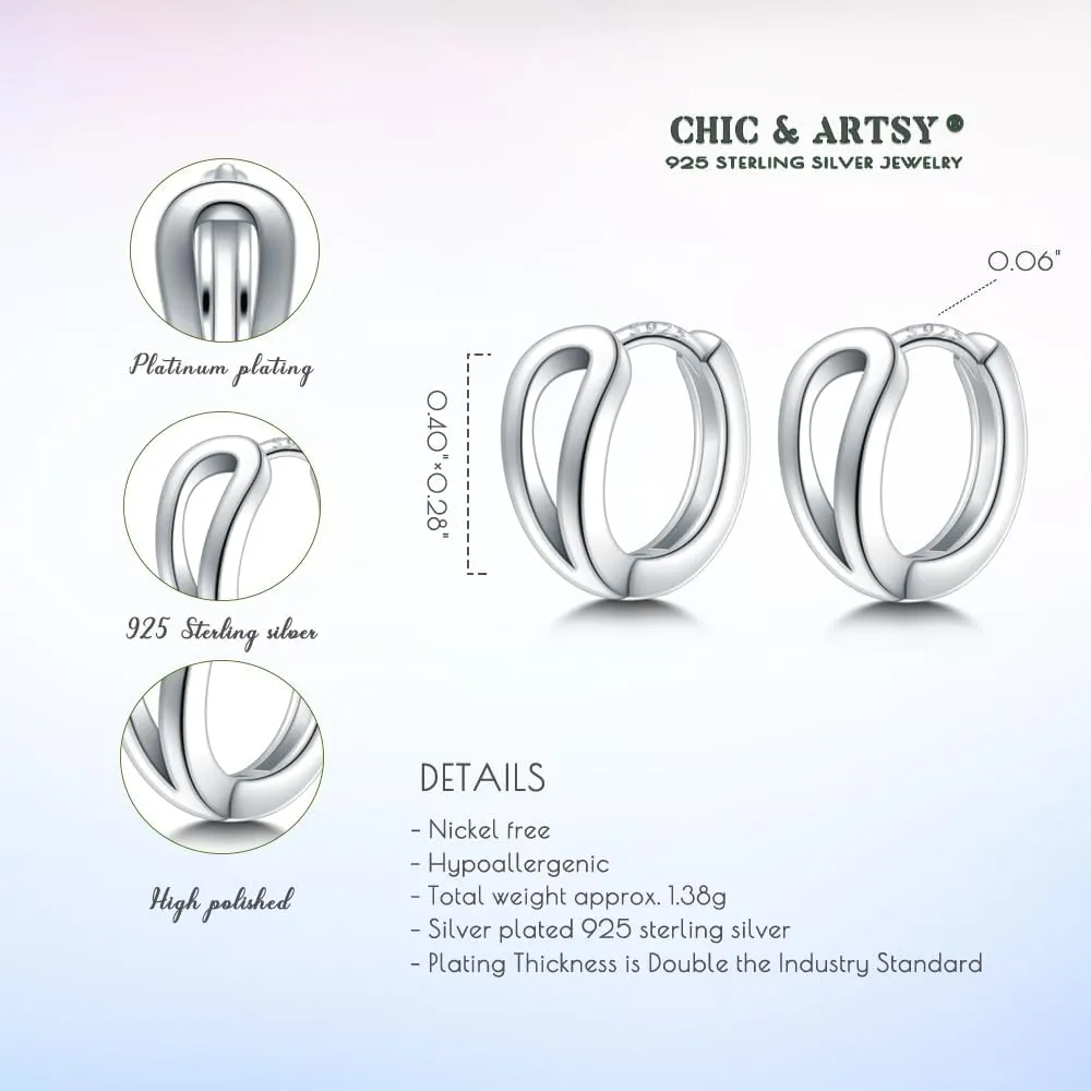 CHIC & ARTSY Sterling Silver Huggie Hoop Earrings for Women