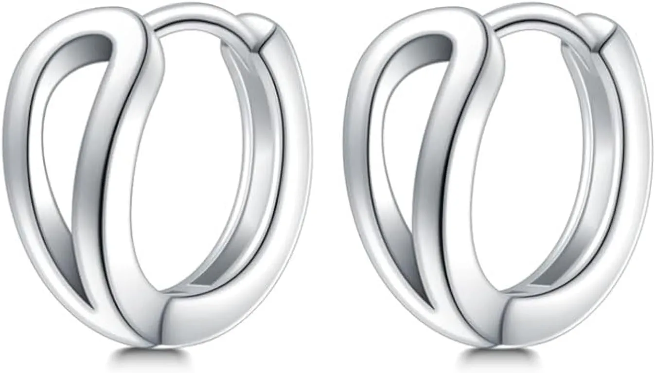 CHIC & ARTSY Sterling Silver Huggie Hoop Earrings for Women