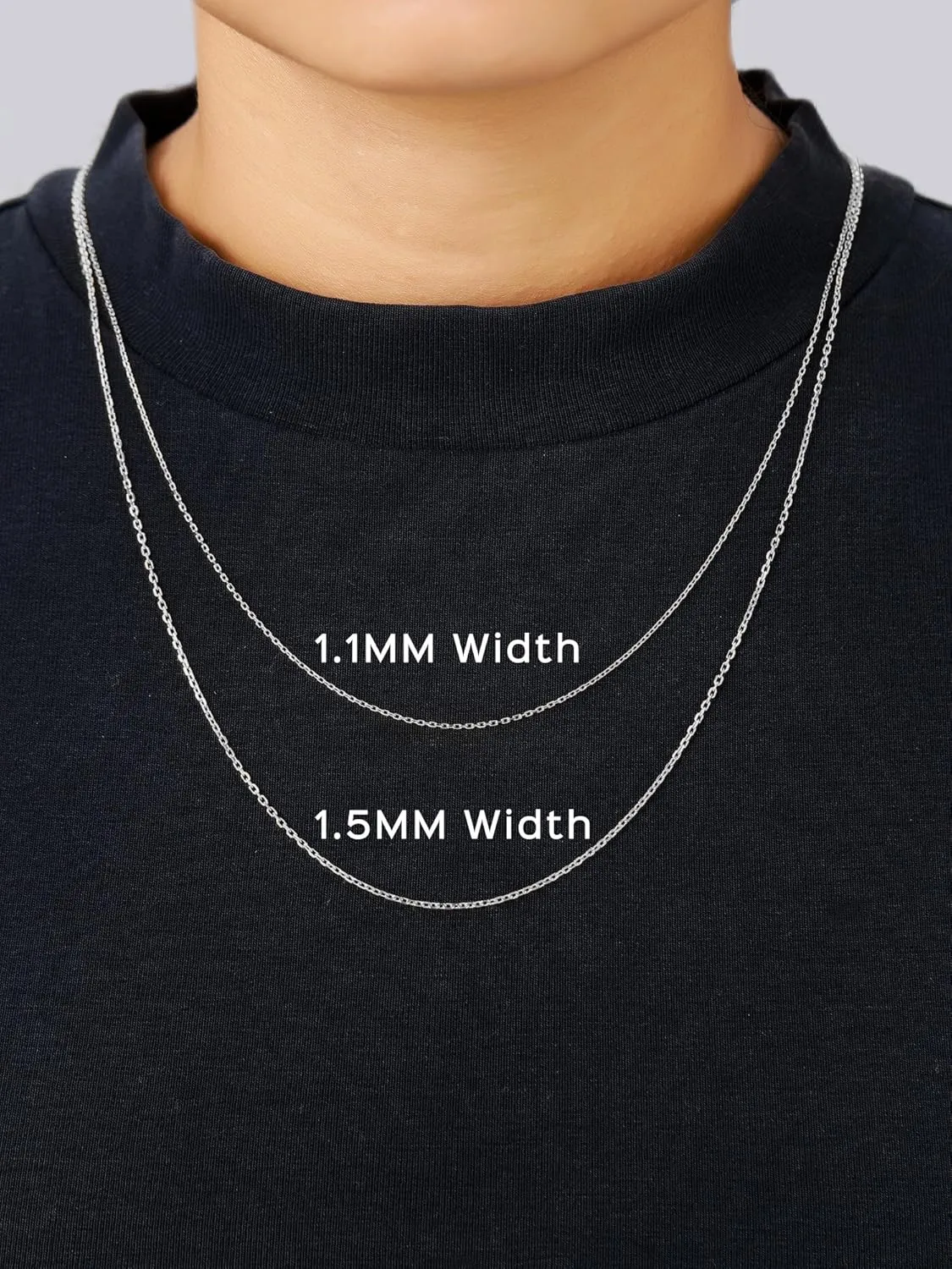 ChicSilver 1.1mm/ 1.5mm 925 Sterling Silver Chains for Women Dainty Thin Silver Necklace Chain for Women - 16/18/20/22/24 Inch (with Gift Box)