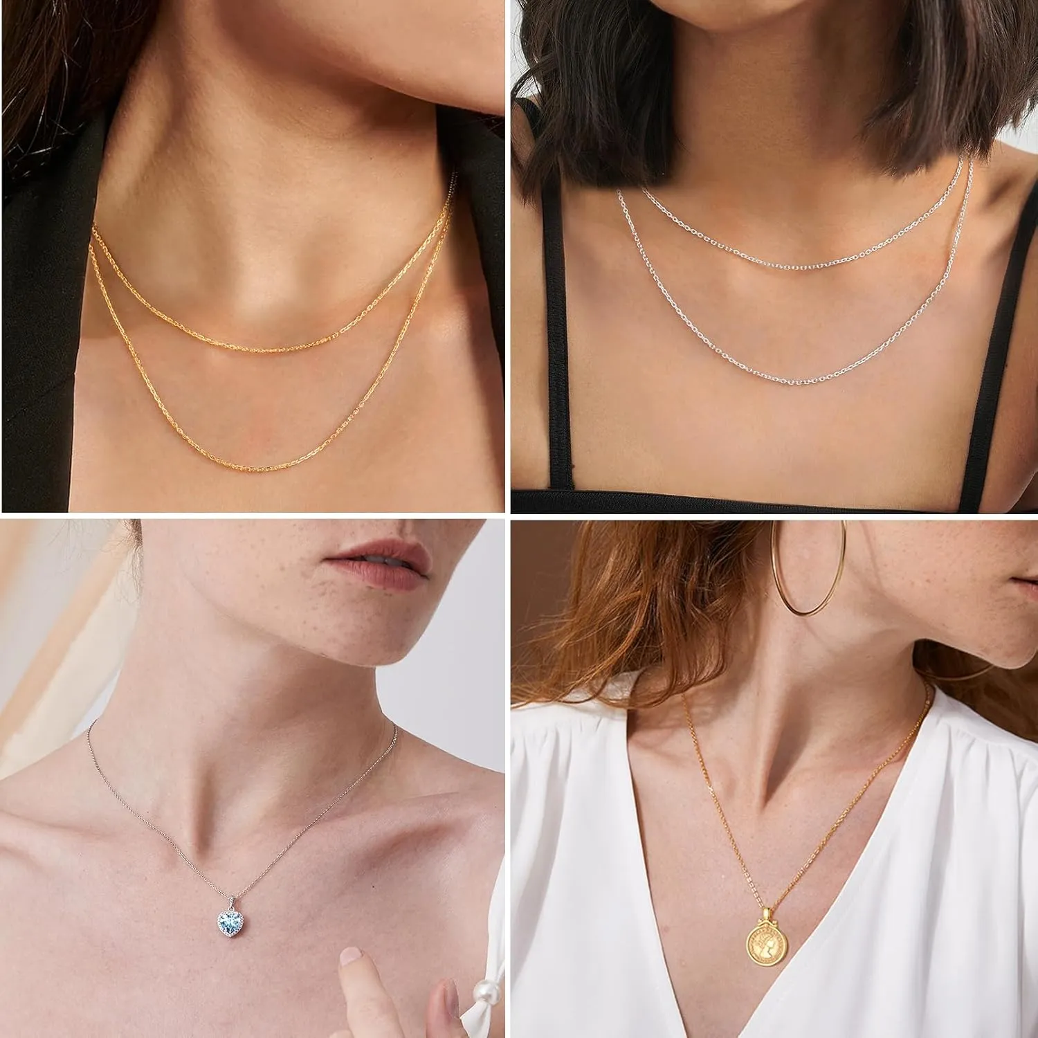 ChicSilver 1.1mm/ 1.5mm 925 Sterling Silver Chains for Women Dainty Thin Silver Necklace Chain for Women - 16/18/20/22/24 Inch (with Gift Box)