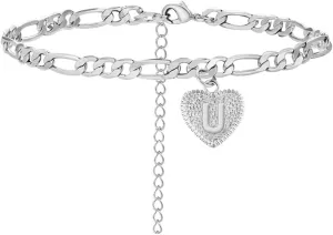 choice of all Silver Ankle Bracelet for Women Initial Anklet Figaro Cuban Link Bracelet with Initials Anklets Bracelets for Girls Beach Jewelry
