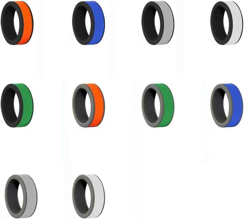 Christian Cross Silicone Rings 8mm Two-Tone Removable Rings Engagement Rubber Rings Bible Verse Quote Faith Inspirational Religious Men Women Rings,Size 8-13 (Not Inkfilled)
