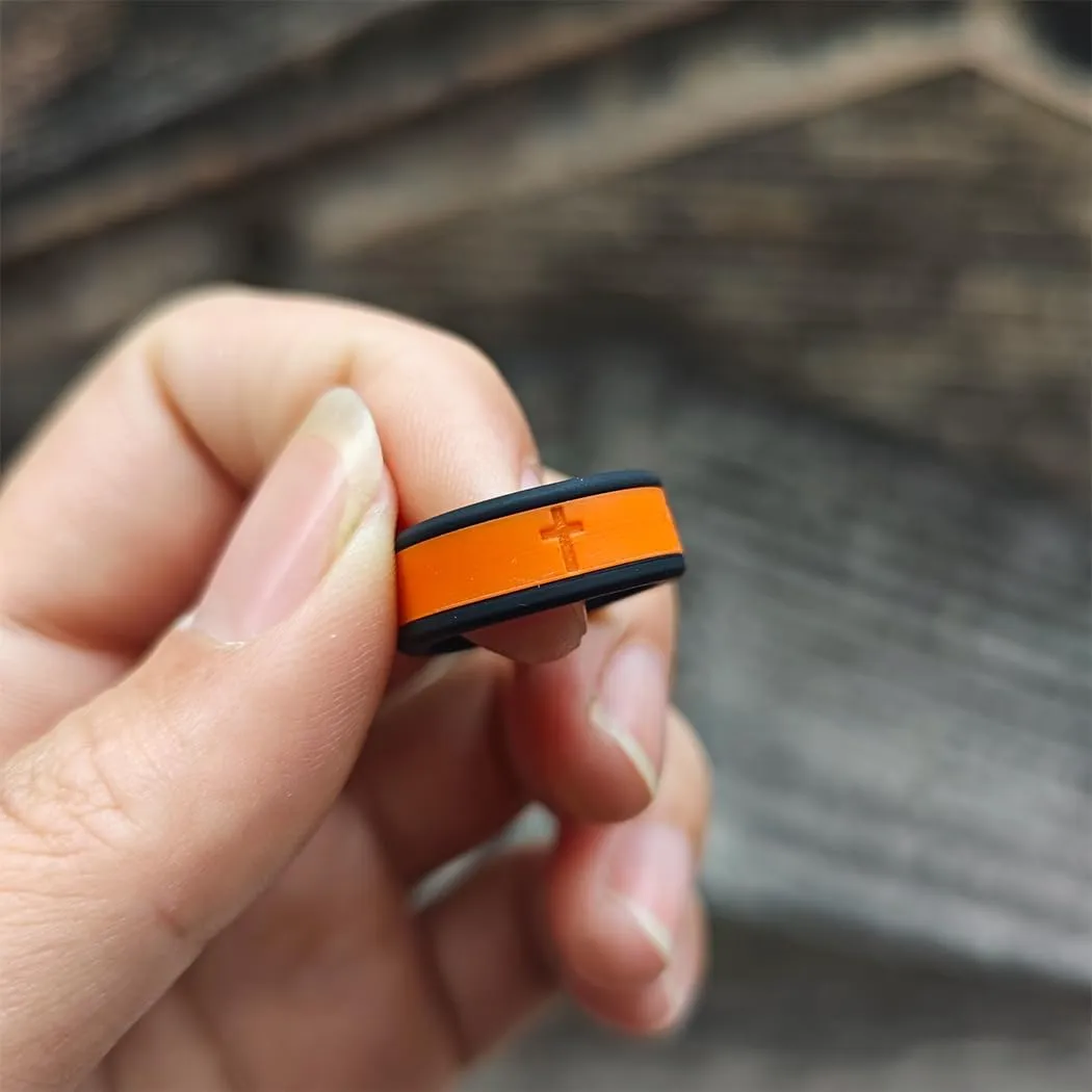 Christian Cross Silicone Rings 8mm Two-Tone Removable Rings Engagement Rubber Rings Bible Verse Quote Faith Inspirational Religious Men Women Rings,Size 8-13 (Not Inkfilled)