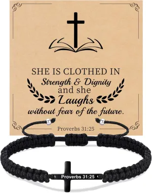 Christian Gifts Cross Bracelet for Men Easter Baptism Religious Gifts for Women Handmade Braided Bracelets Inspirational Confirmation Gifts for Teenage Girl Boys Jewelry