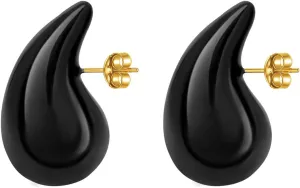 Chunky Earrings 18K Gold Plated Stainless Steel Thick Hoop Earrings Teardop Earrings Dupes for Women