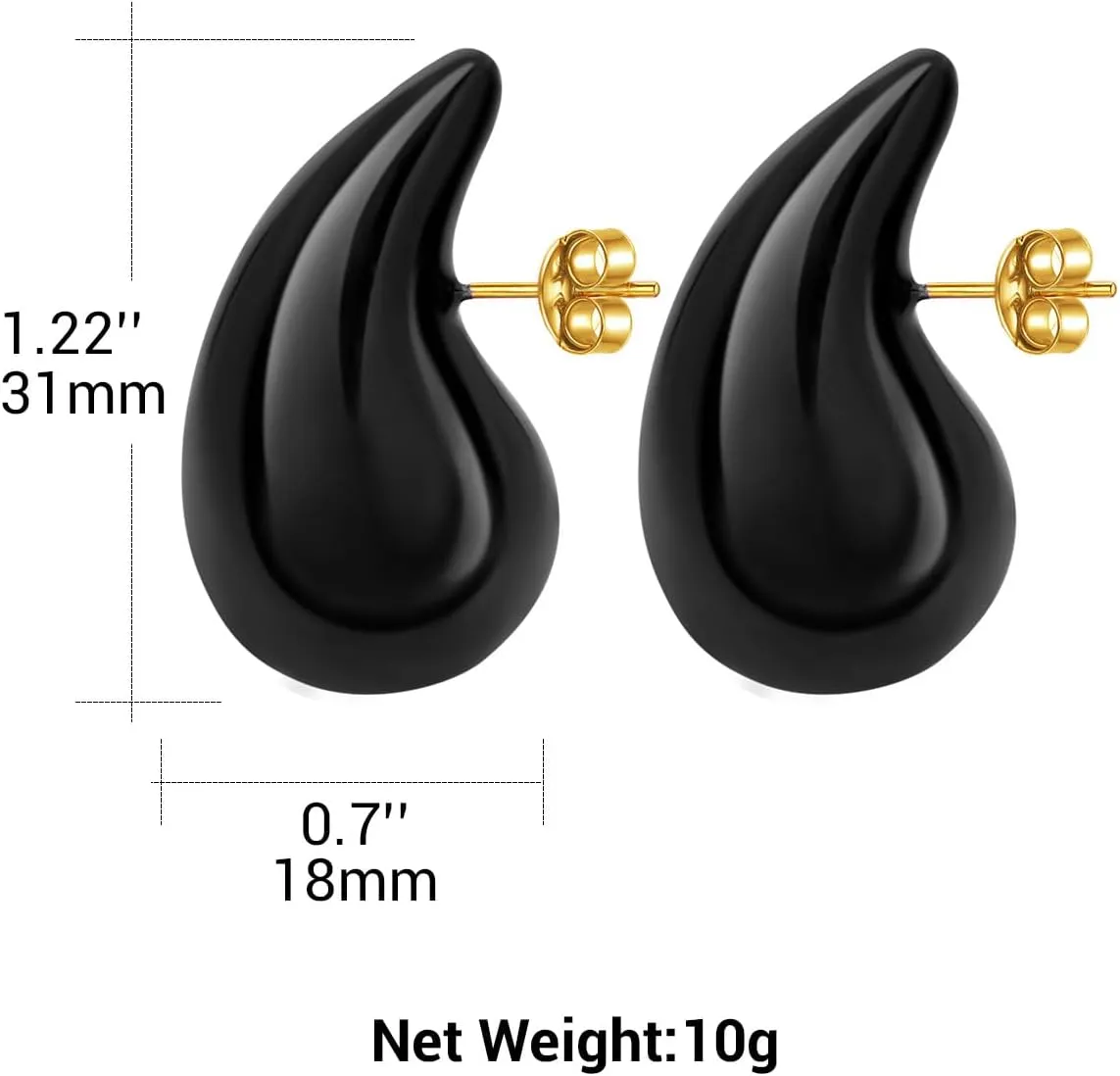 Chunky Earrings 18K Gold Plated Stainless Steel Thick Hoop Earrings Teardop Earrings Dupes for Women