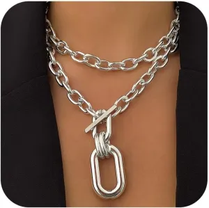 Chunky Gold Necklaces Statement Choker Necklace Paperclip Chain Layered Necklace Chain Punk Thick Necklace Accessories for Women