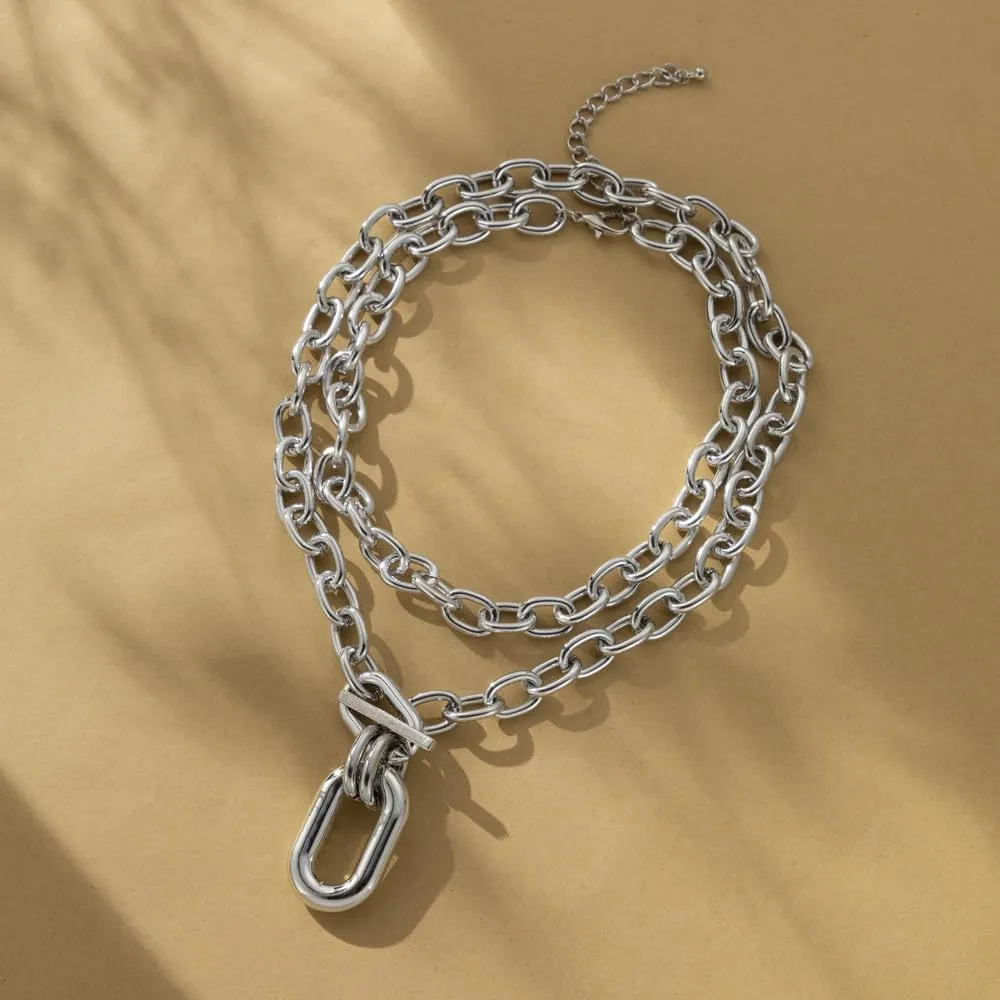 Chunky Gold Necklaces Statement Choker Necklace Paperclip Chain Layered Necklace Chain Punk Thick Necklace Accessories for Women