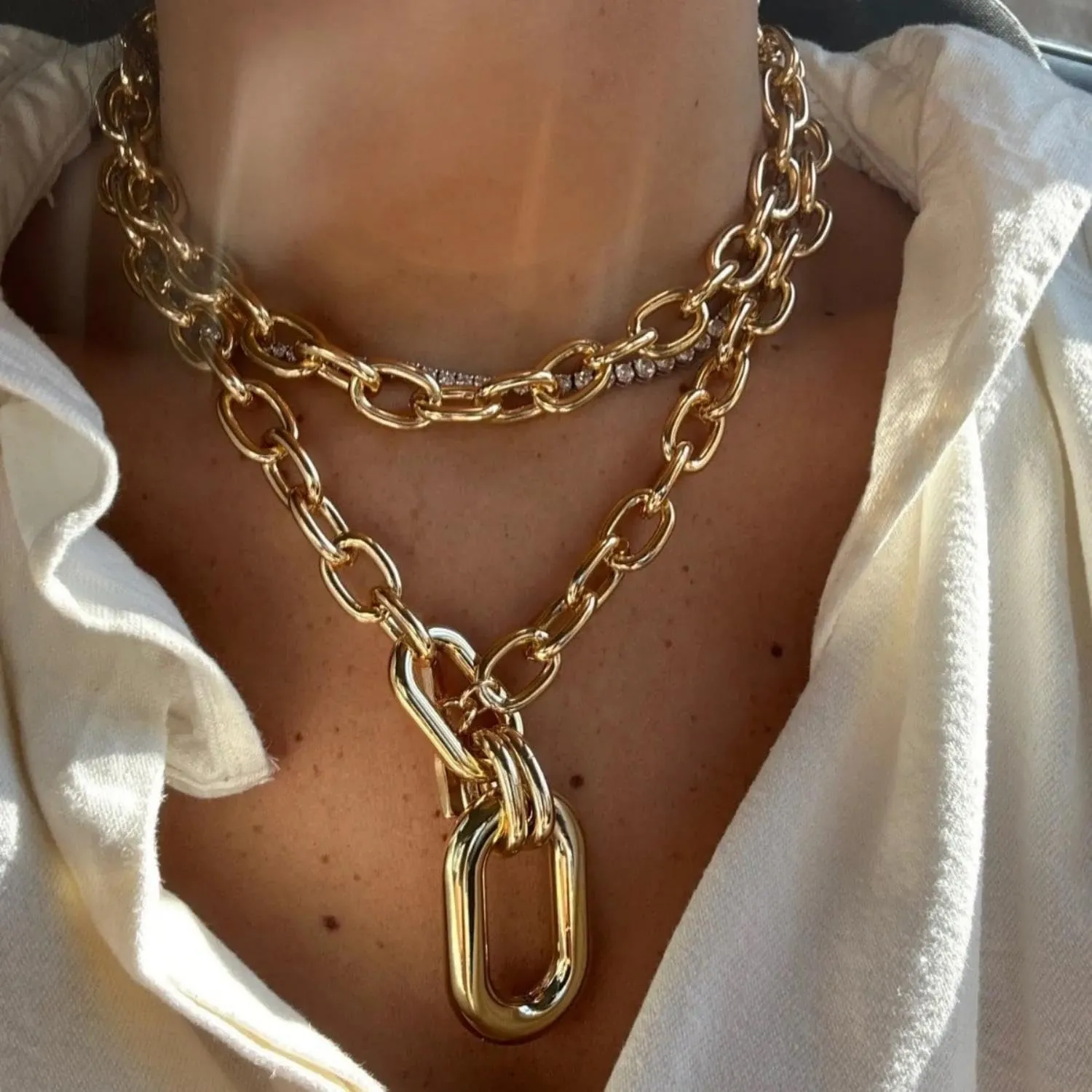 Chunky Gold Necklaces Statement Choker Necklace Paperclip Chain Layered Necklace Chain Punk Thick Necklace Accessories for Women