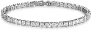 Classic Square Moissanite Tennis Bracelet in 14K Gold for Women, Stylish Accessory, Great for Valentine's & Anniversaries