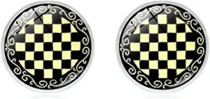 coadipress Checkered Stud Earrings for Women Small Screw Novelty Black White Striped Plaid Piercing Studs Earring Fashion Simple Mother's Day Valentine's Minimalist Jewelry Gifts