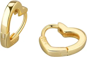 coadipress Love Heart Hoop Earrings for Women 925 Sterling Silver Geometric Huggie Earrings Minimalist Sweet Love Heart Hoop Earrings Fashion Chic Jewelry
