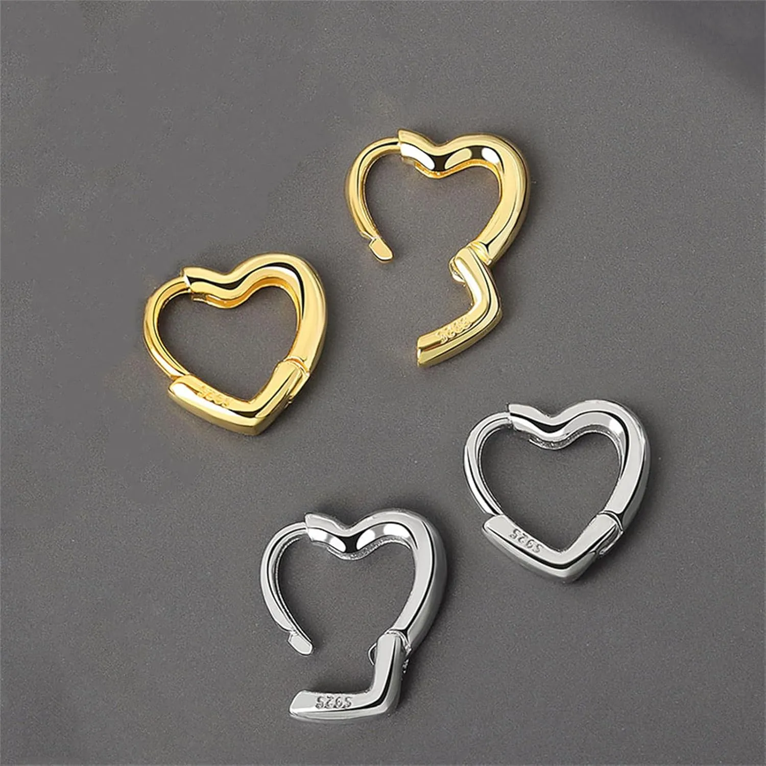 coadipress Love Heart Hoop Earrings for Women 925 Sterling Silver Geometric Huggie Earrings Minimalist Sweet Love Heart Hoop Earrings Fashion Chic Jewelry