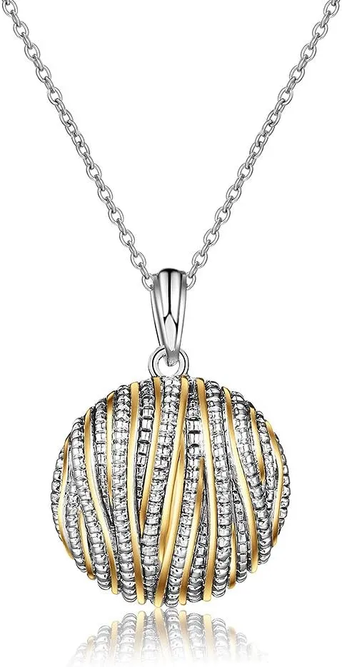 Coin Pendant Necklace for Women 18K Gold and Silver Intertwined Crossover Pendant Two Tone Necklaces Christmas Jewelry Gift