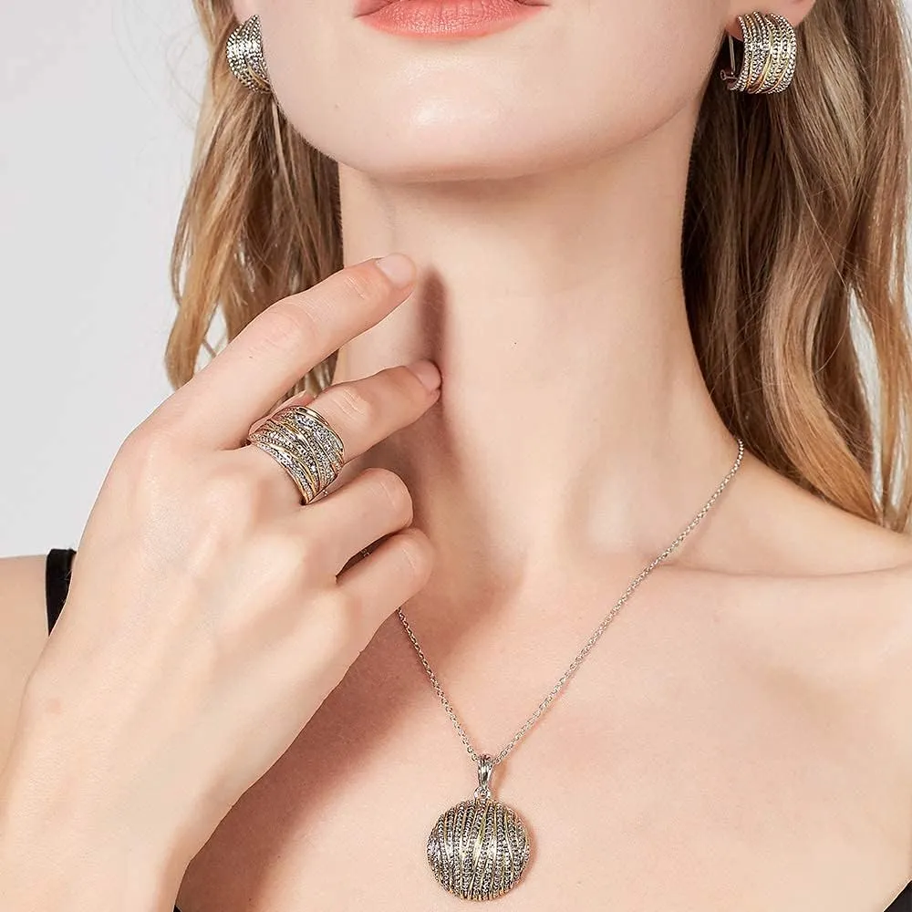 Coin Pendant Necklace for Women 18K Gold and Silver Intertwined Crossover Pendant Two Tone Necklaces Christmas Jewelry Gift