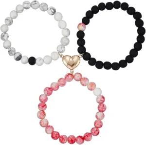 COLORFUL BLING BFF Bracelet for 3,Mother Daughter Bracelets Set,Cross Butterfly Heart Charm Bracelet for Women Men,Love Heart Matching Strand Bracelets Friendship Jewelry Gifts