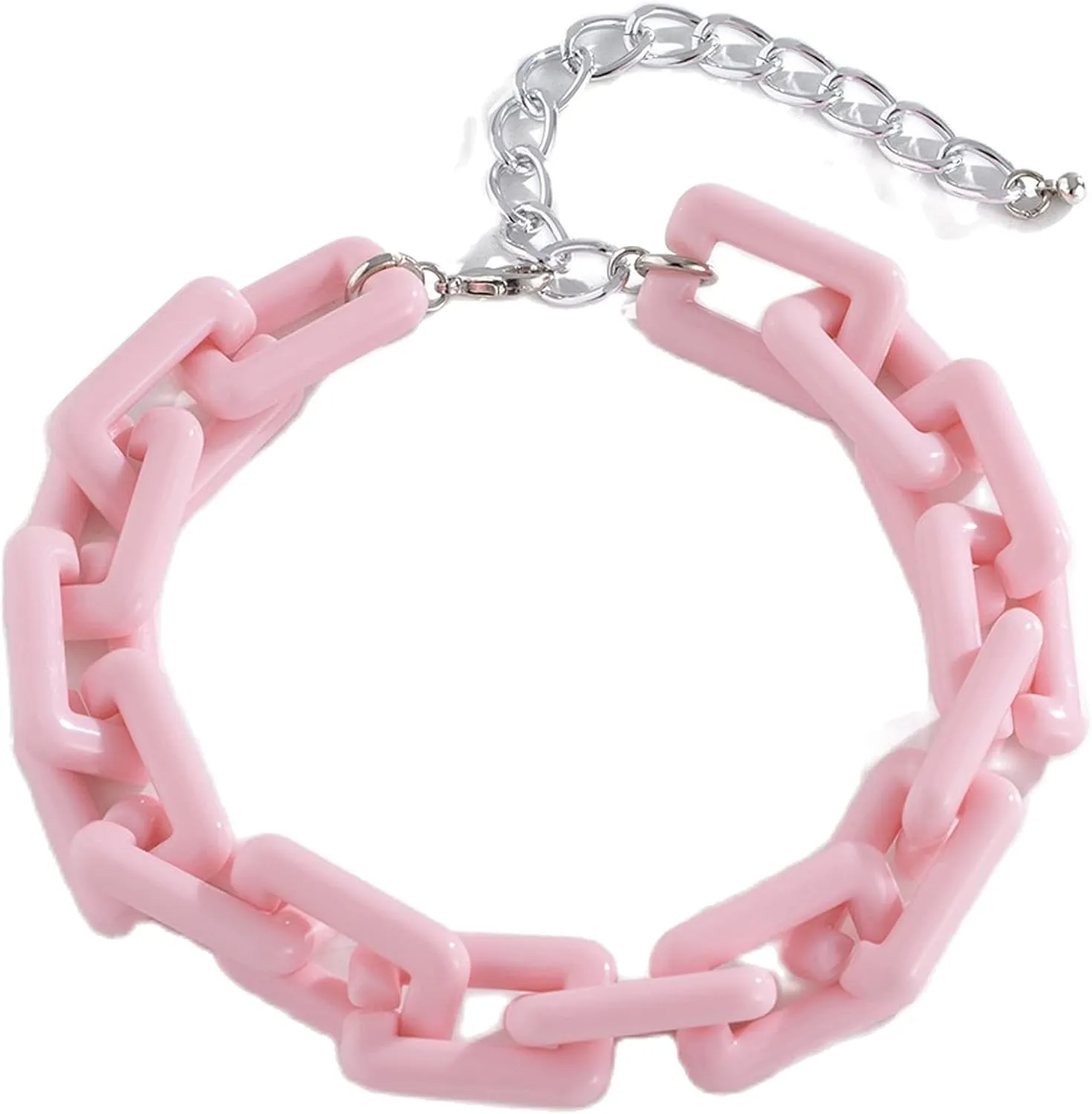 Colorful Chunky Resin Link Chain Necklaces Candy Color Acrylic Choker Dainty Lightweight Thick Punk Indie Y2k Paperclip Collar Jewelry for Women