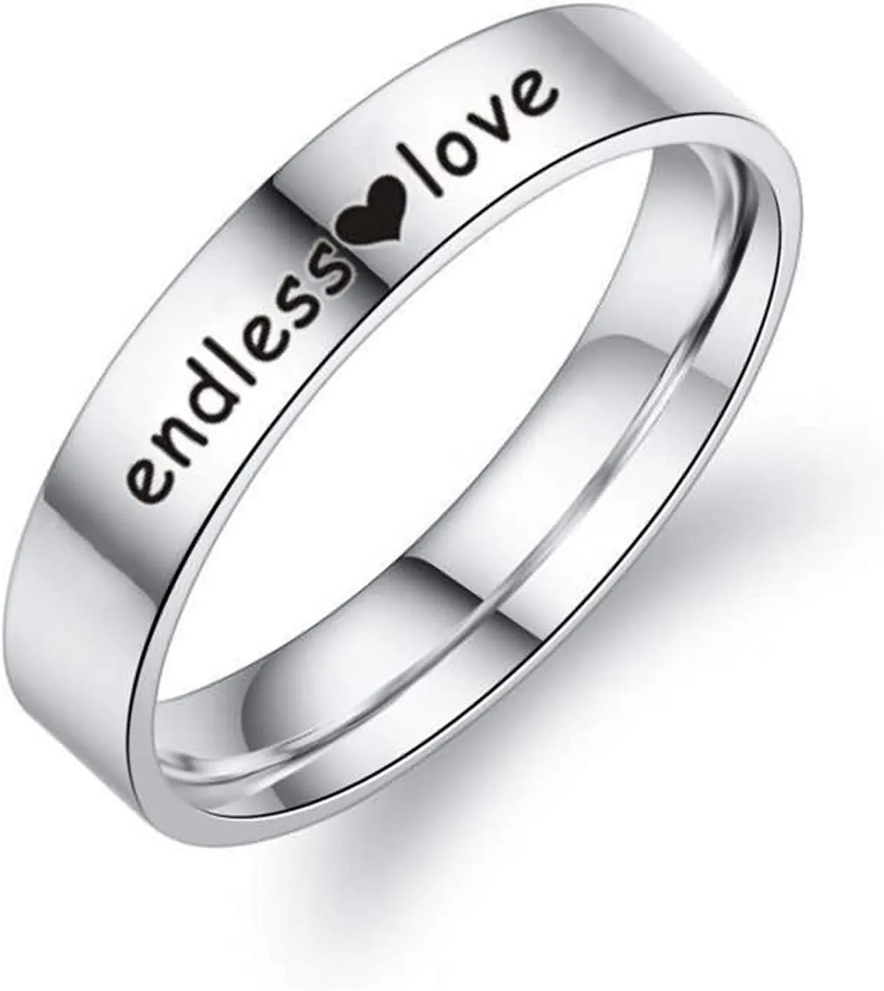 Commitment Rings for Couples, Women's Bridal Rings Sets Stainless Steel Engraved Heart Endless Love Silver Rings Valentine's Jewelry Size 6-12