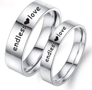 Commitment Rings for Couples, Women's Bridal Rings Sets Stainless Steel Engraved Heart Endless Love Silver Rings Valentine's Jewelry Size 6-12