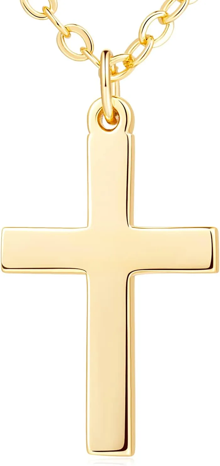 Cossa 14K Gold Cross Necklace for Women 14K Gold Necklace Dainty Small Cross Pendant Necklaces for Faith and Love