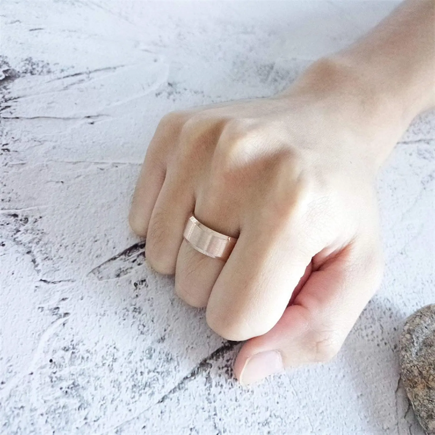 Couple Engagement Rings, Vintage Rings Set Stainless Steel Matte Finished Rose Gold Birthday Gifts Rings Size 6-12