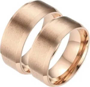 Couple Engagement Rings, Vintage Rings Set Stainless Steel Matte Finished Rose Gold Birthday Gifts Rings Size 6-12