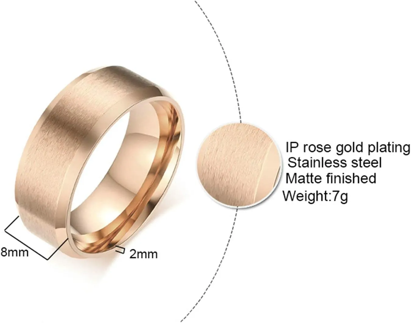 Couple Engagement Rings, Vintage Rings Set Stainless Steel Matte Finished Rose Gold Birthday Gifts Rings Size 6-12