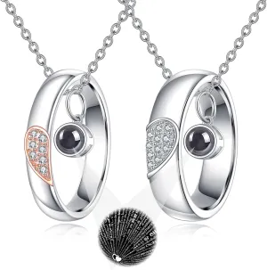 Couples BFF Matching Necklaces 925 Sterling Silver Cross/Yin Yang/Sun Moon/Mountain Wave Pendant Necklace Anniversary Birthday Gifts