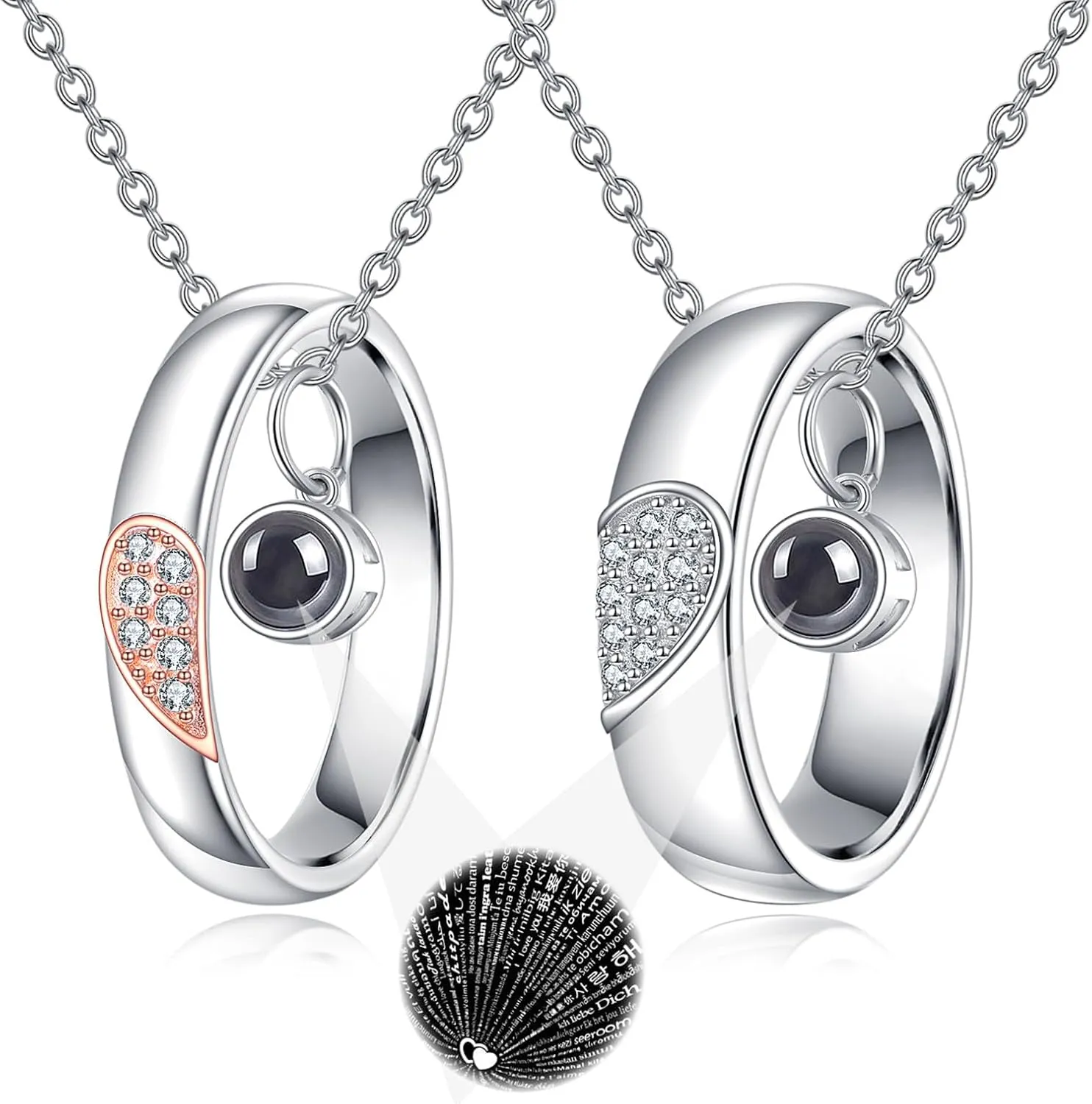 Couples BFF Matching Necklaces 925 Sterling Silver Cross/Yin Yang/Sun Moon/Mountain Wave Pendant Necklace Anniversary Birthday Gifts