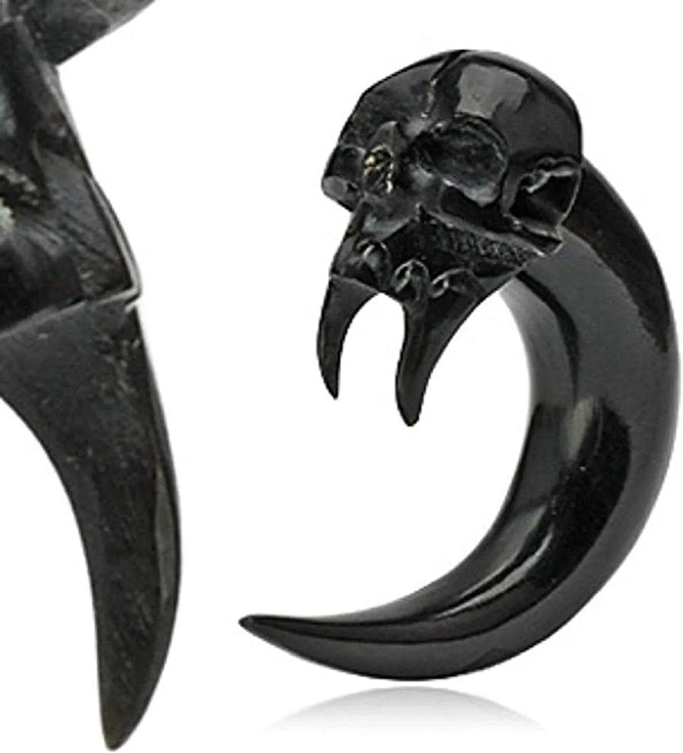 Covet Jewelry Angel of Death Skull Hand Carved Organic Horn Taper