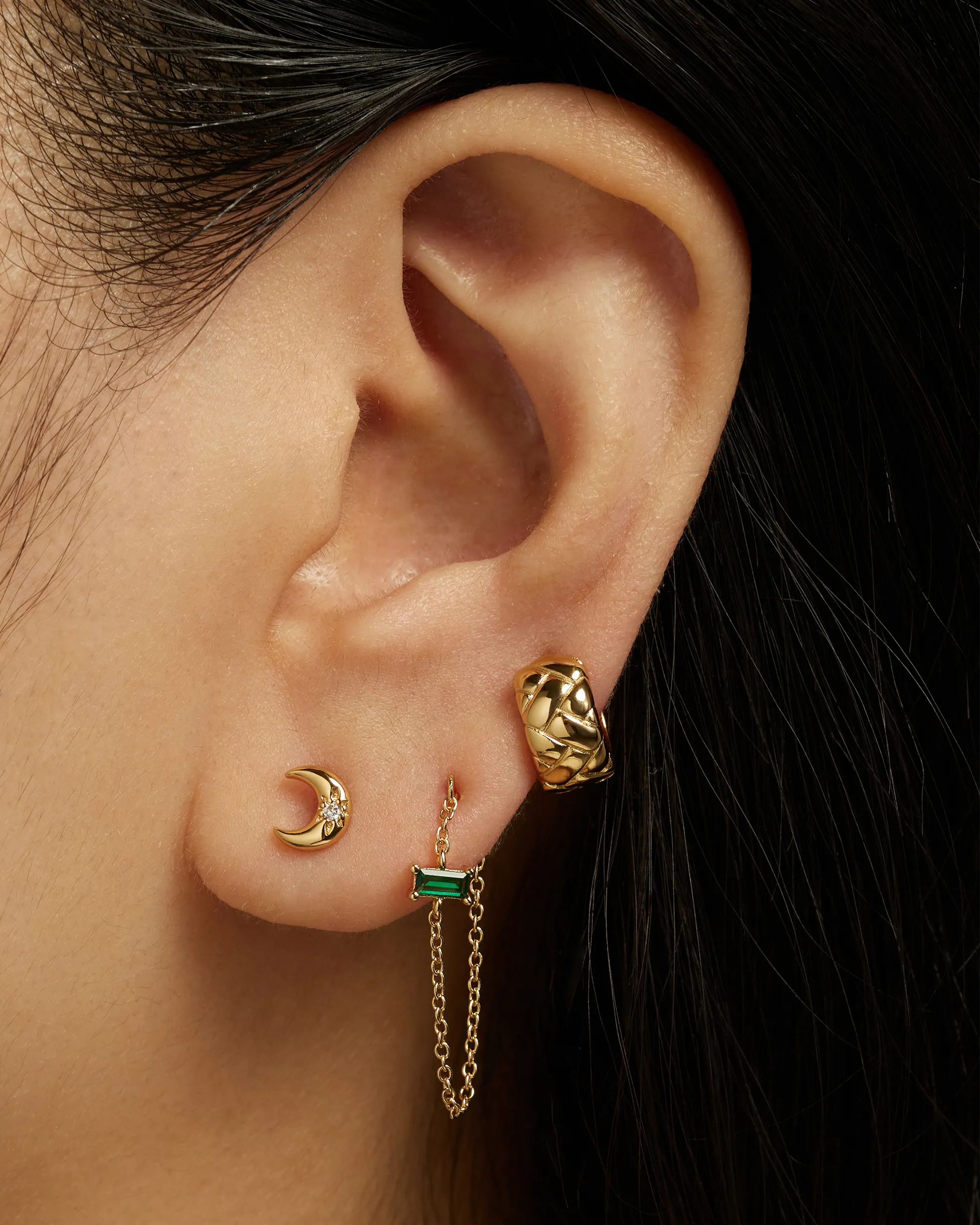 Crescent Moon Studs